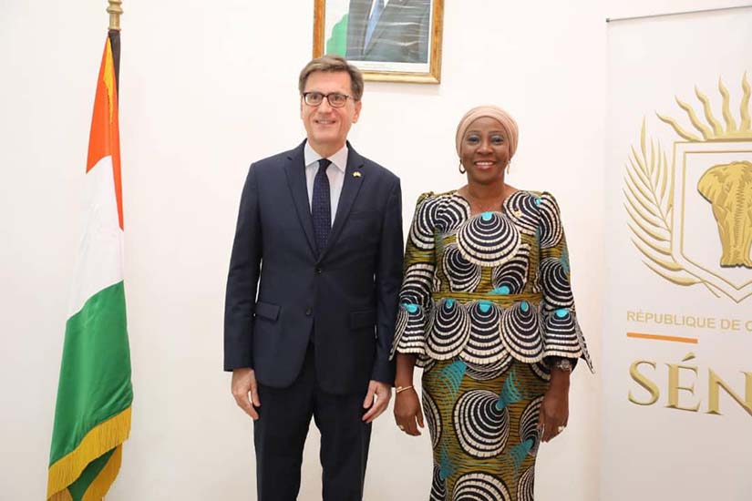 Senat : Kandia Camara a reçoit l’ambassadeur de l’Espagne en Côte d’Ivoire