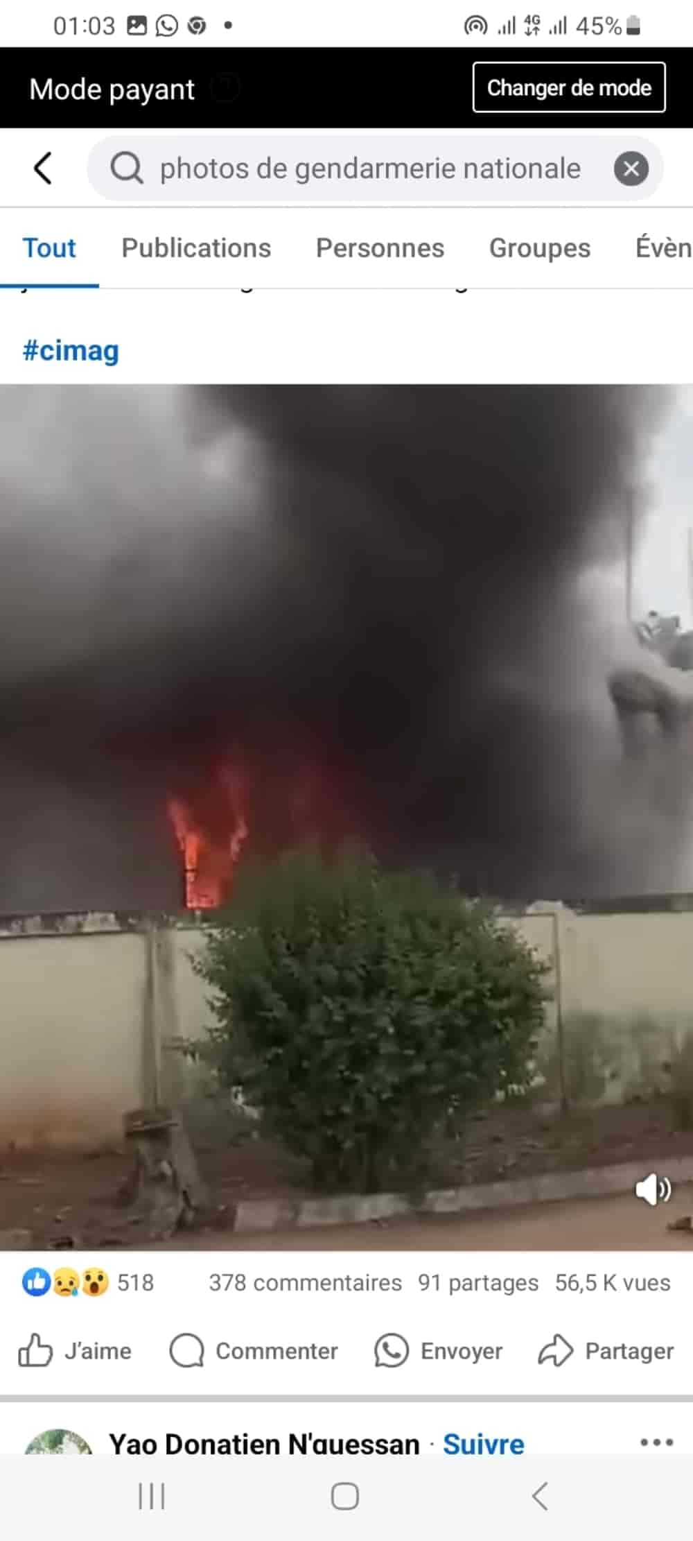 Côte d’Ivoire : un couvre-feu instauré à Bettié après l’incendie des locaux de la gendarmerie par des jeunes.